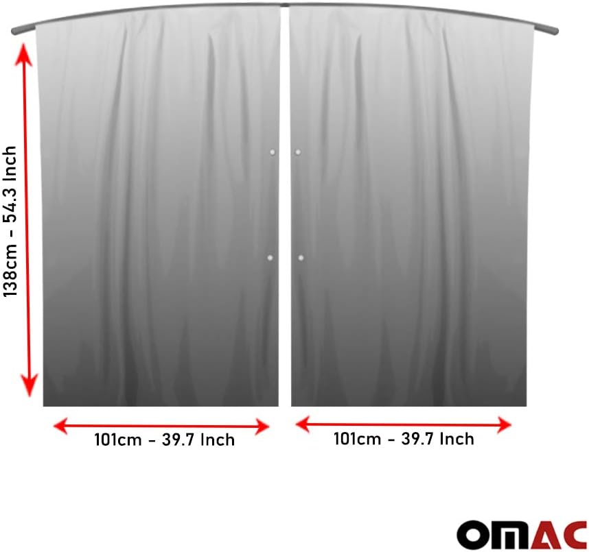 OMAC Van Cab Divider Curtains Campervan Sunshade Blinds Kit Black | Fits Mercedes Accessories 2 pcs. Curtains 1pcs. Profiles Screws (54x39 ?nch)