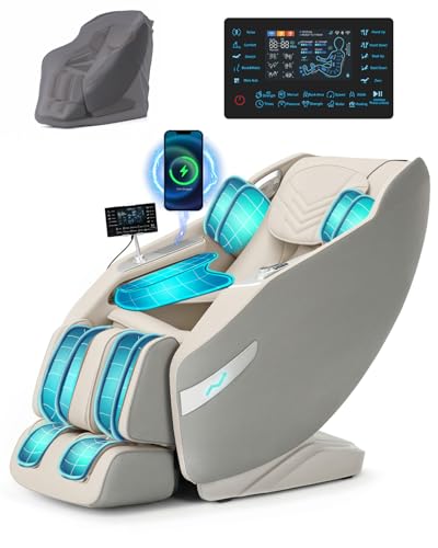 3D Full Body Massage Chair, Zero Gravity with Heat, 12 Auto-Modes, Shiatsu Foot & 55“ SL-Track, 28 Airbags, Footcare Massage, Grey