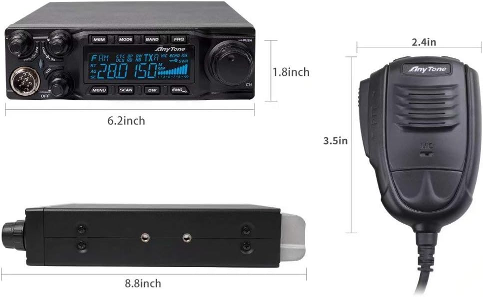 AnyTone AT-6666 10 Meter Radio for Truck, with SSB(PEP)/FM/AM/PA Mode,High Power Output 15W AM,45W FM,60W SSB(PEP)
