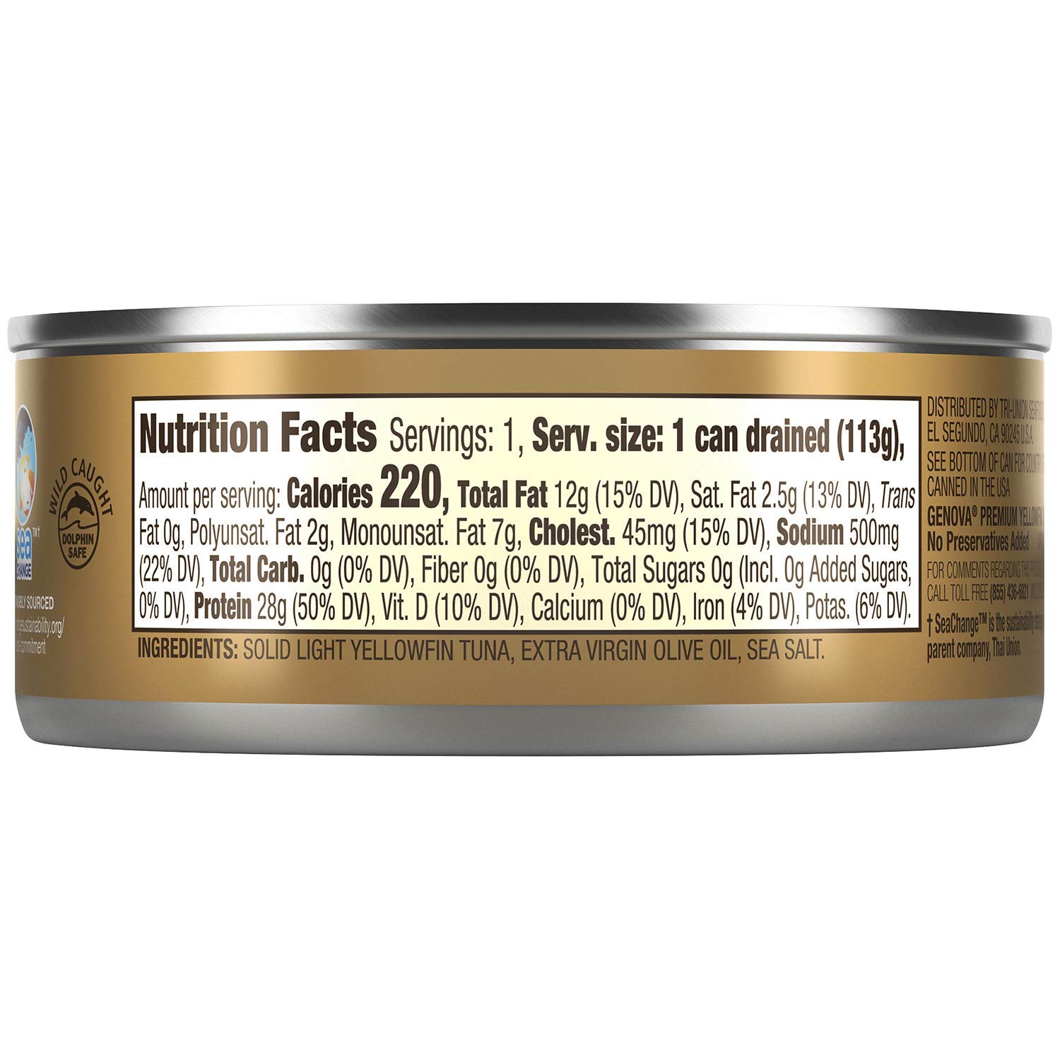 Genova Premium Yellowfin Tuna in Olive Oil, Wild Caught, Solid Light, 5 oz. Can (Pack of 24) Pack of 2