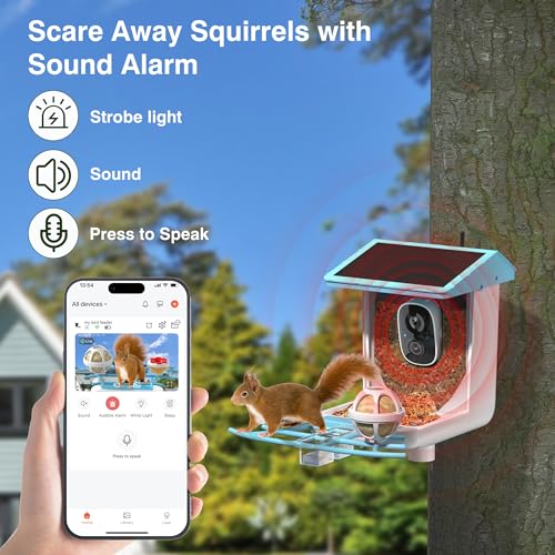 Bird Feeder with Camera, 1296P HD AI Identify Smart Bird Feeder Solar Powered, Auto Capture Bird Videos & Motion Detection, Bird Feeder Camera Wireless Outdoor Gift for Bird Lovers (Blue)