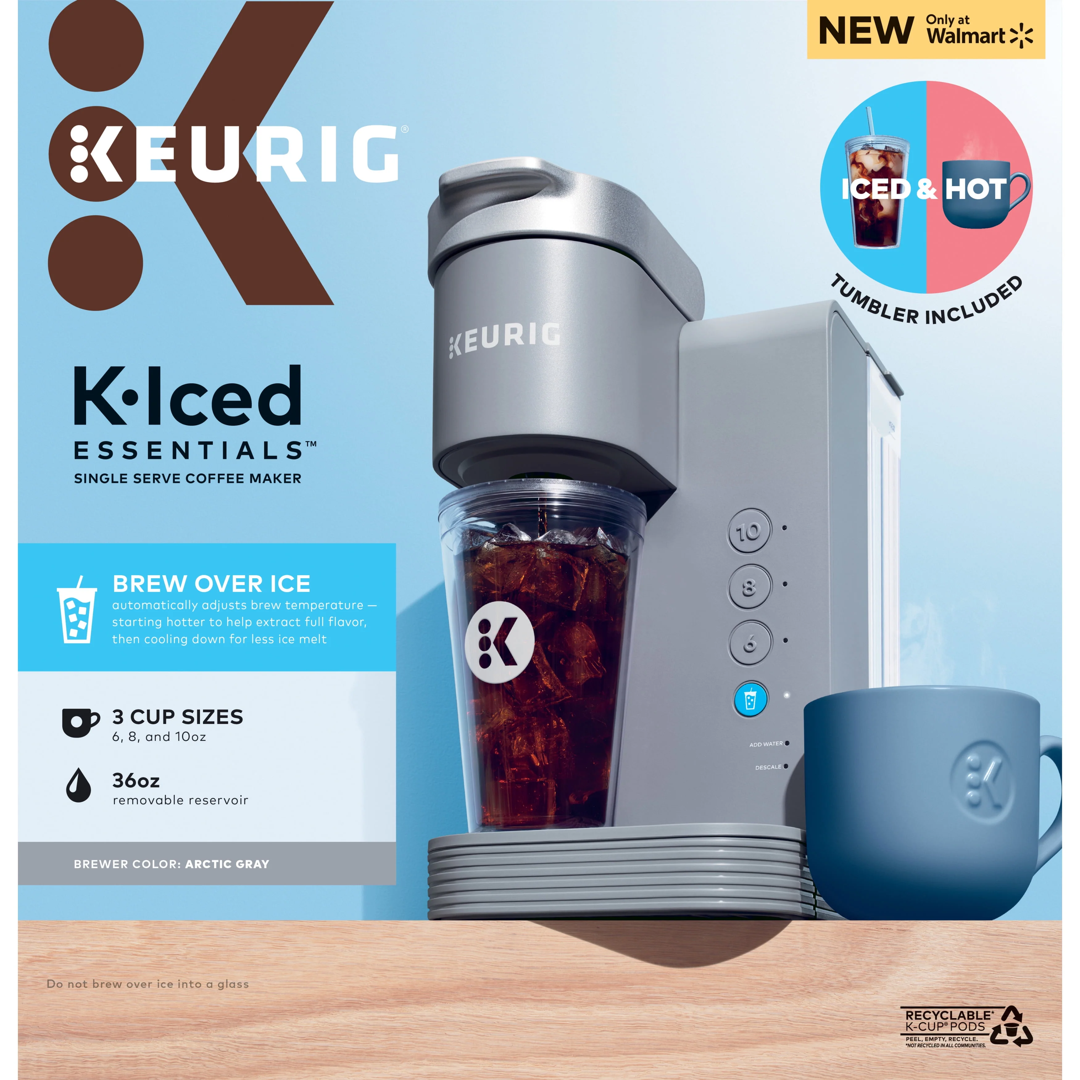 Keurig K-Iced Essentials Gray Iced and Hot Single-Serve K-Cup Pod Coffee Maker