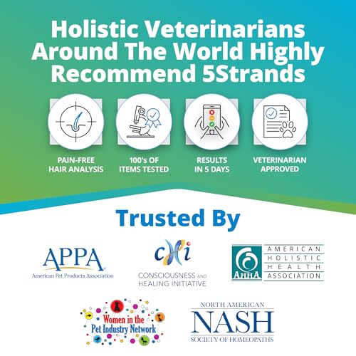 5Strands Pet Food Intolerance Test, at Home Sensitivity Test for Dogs & Cats, 272 Items, Hair Analysis, Accurate for All Ages and Breed, Results in 5 Days - Protein, Grain, Preservatives