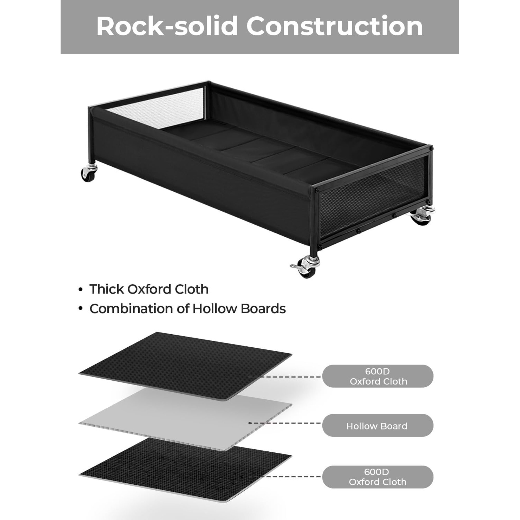 Under Bed Storage with Wheels, 2-Pack Metal Underbed Storage Containers, 80L Closet Organizer Bins for Clothes, Blankets, Sweaters