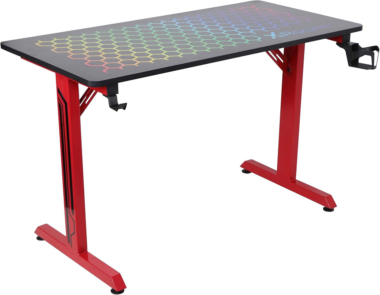 X Rocker Hex PC Modern Gaming Desk, 47.24" x 23.62" x 29.13", Black/Red