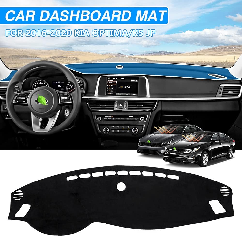 Cartist Custom Fit for Suede Dash Cover 2016 2017 2018 2019 2020 Kia Optima Dashboard Mat Non-Slip Dash Mat Pad Carpet Odorless Sunshade Glare UV Rays Protector Pack of 2