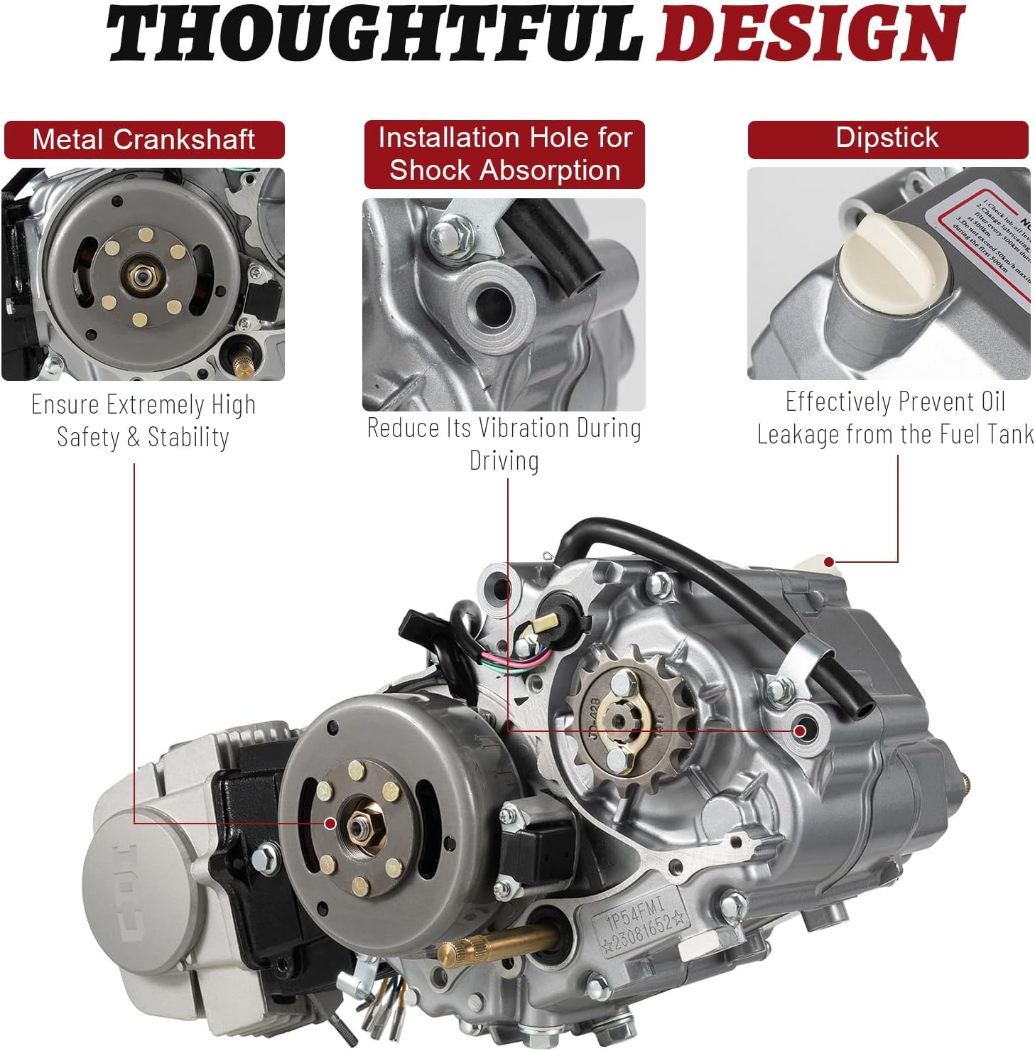 4-Stroke 125cc Manual Start Engine Motor, Single Cylinder Motor Engine Manual Clutch Dirt Bike Engine Motor Complete Kit with Air-Cooled CDI Ignition System For Honda XR50 CRF50 CRF70