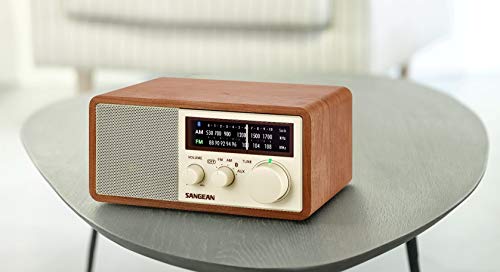 Sangean WR-16SE AM/FM/Bluetooth/Aux-in/USB Phone Charging 45th Anniversary Special Edition Wooden Cabinet Radio (Dark Walnut with Rose Gold)