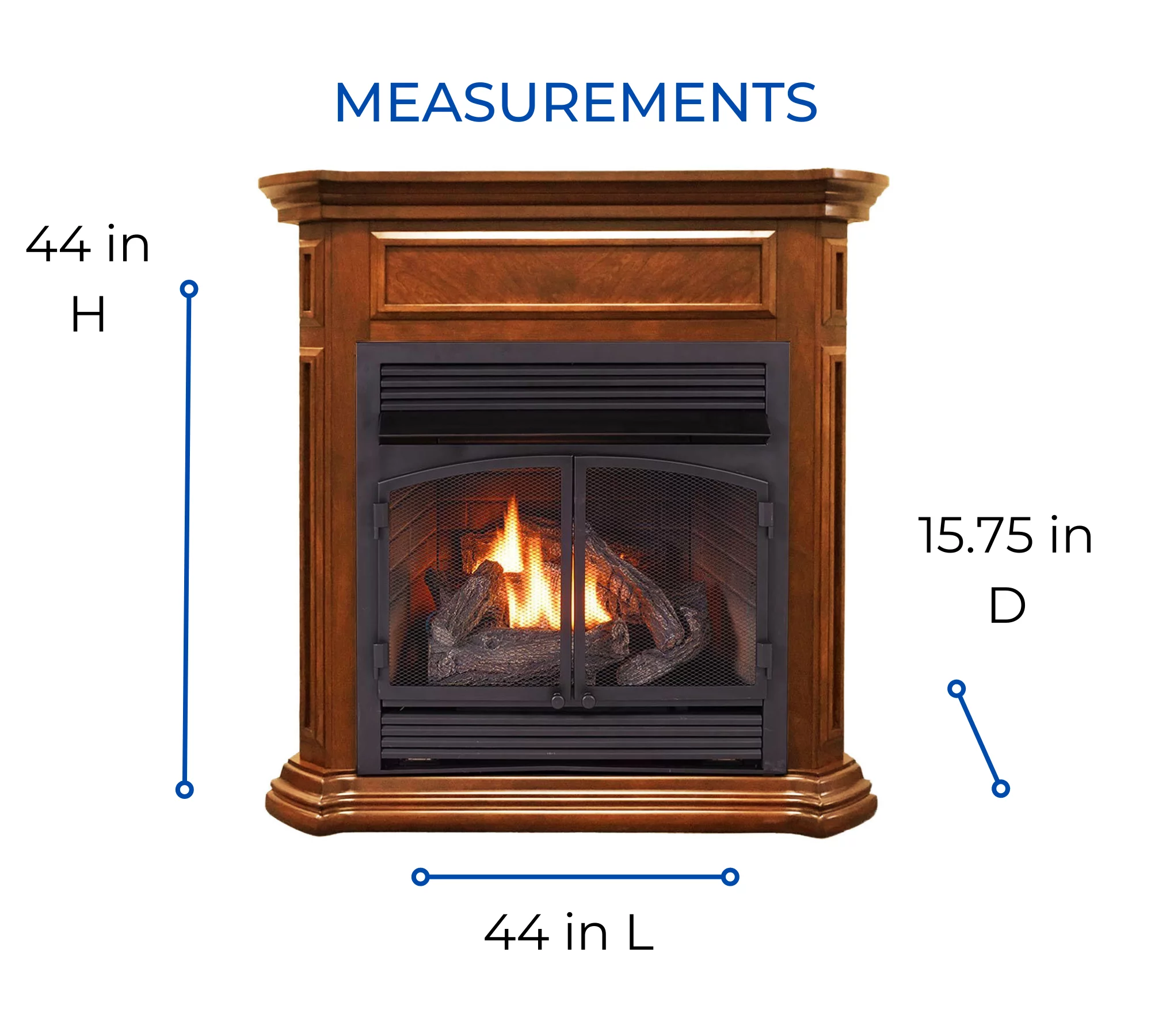 Duluth Forge Dual Fuel Ventless Gas Fireplace - 32,000 BTU, Remote Control, Apple Spice Finish, Model DFS-400R-4AS