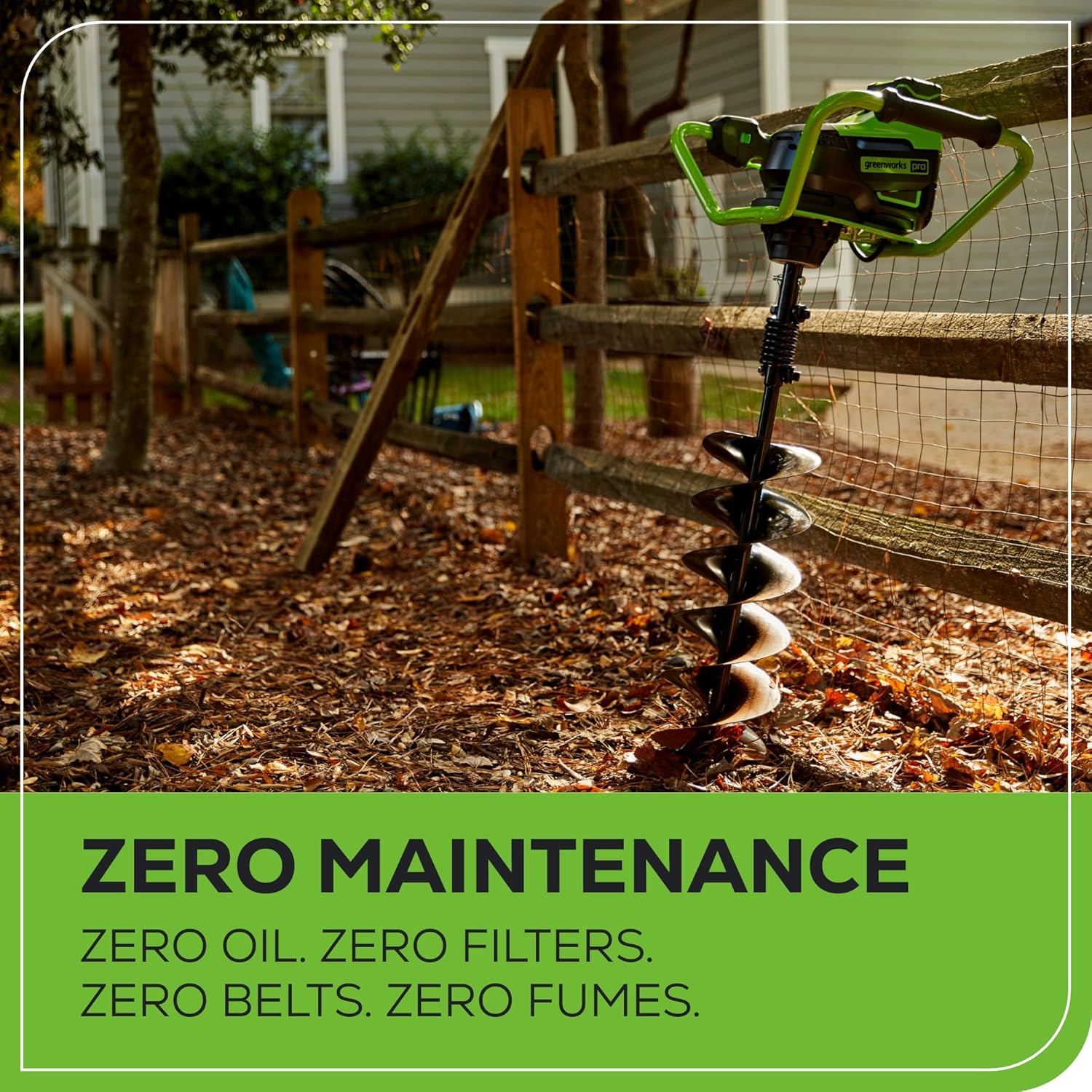 Greenworks Pro 60V Brushless Earth Auger | Post Hole Digger Great for Fences, Gardening, Planting Without Auger Bit, 4.0Ah Battery and 3A Charger Included