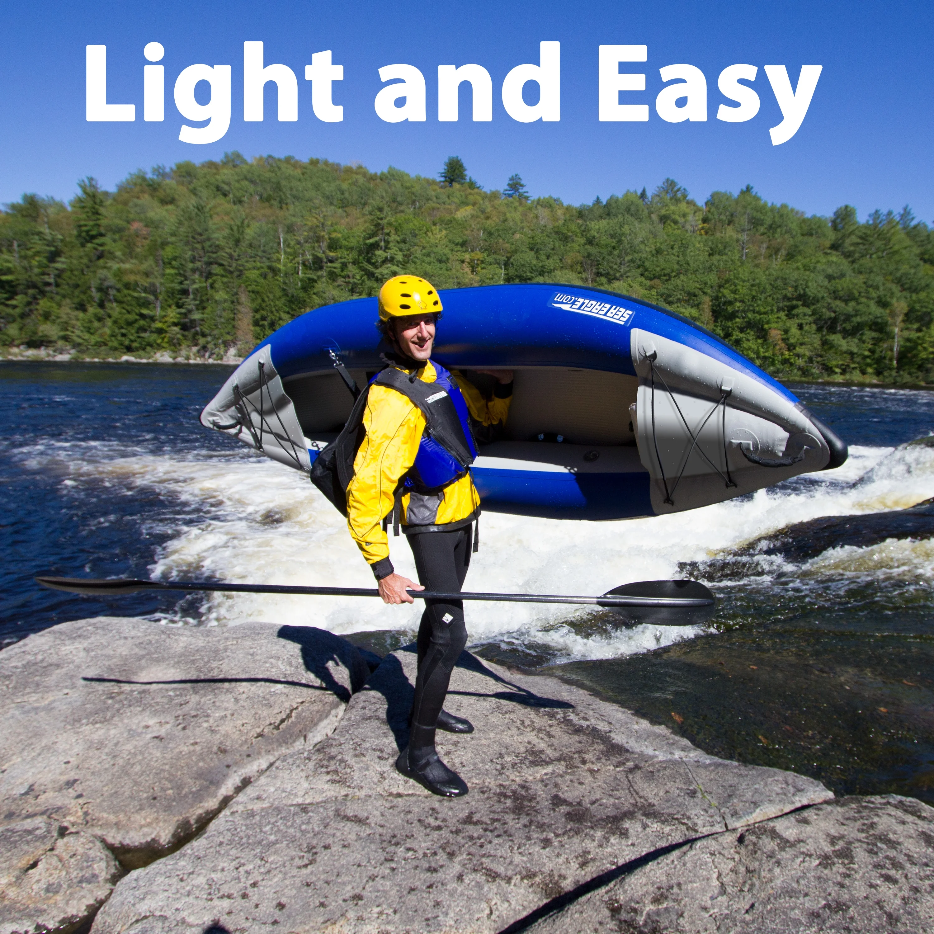 Sea Eagle 300X Explorer Touring, Camping, Fishing & Whitewater Inflatable Kayak, 1 Person, Lightweight, Self-Bailing, High Pressure Drop Stitch Floor -W/Paddle, Seat, SUP Pump, Skeg - Pro Package