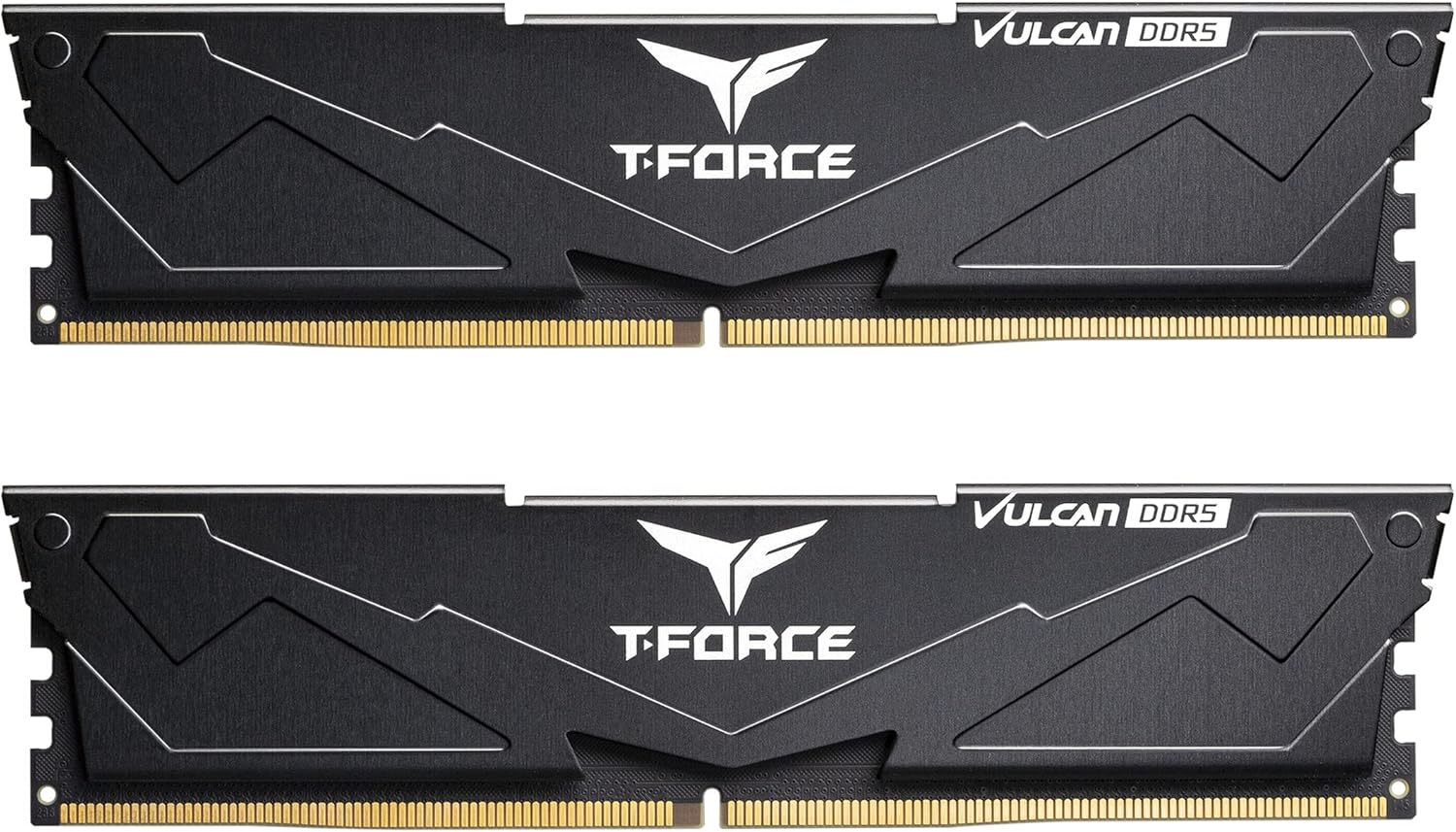 TEAMGROUP T-Force Vulcan DDR5 32GB Kit (2x16GB) 5200MHz (PC5-41600) CL40 Desktop Memory Module Ram (Black) for Z690- FLBD532G5200HC40CDC01