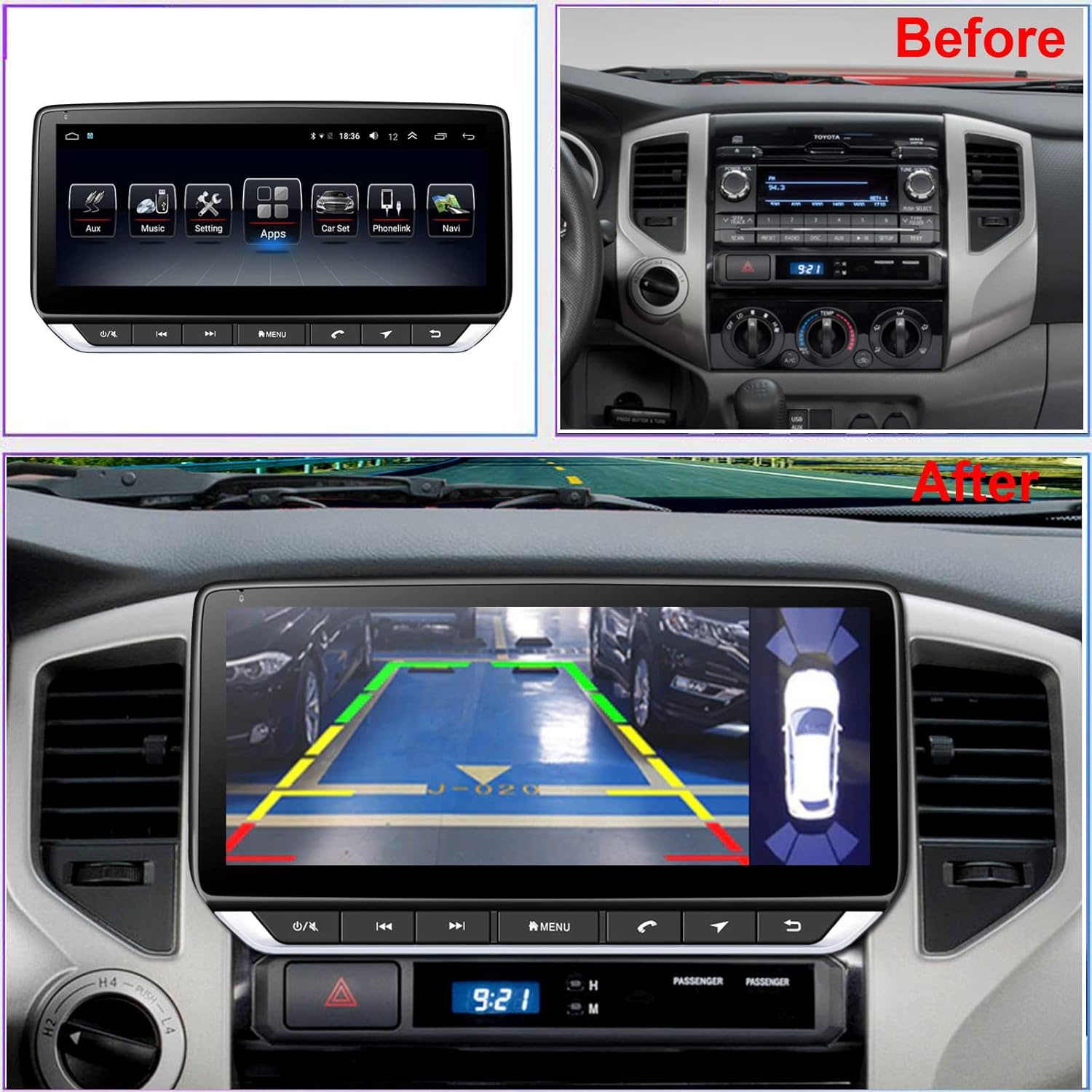Radio for Toyota Tacoma Android Stereo 2005-2015 IPS 10.25inch Touch Screen 4G RAM 64G ROM Build in Wireless carplay 4G LTE Free Camera