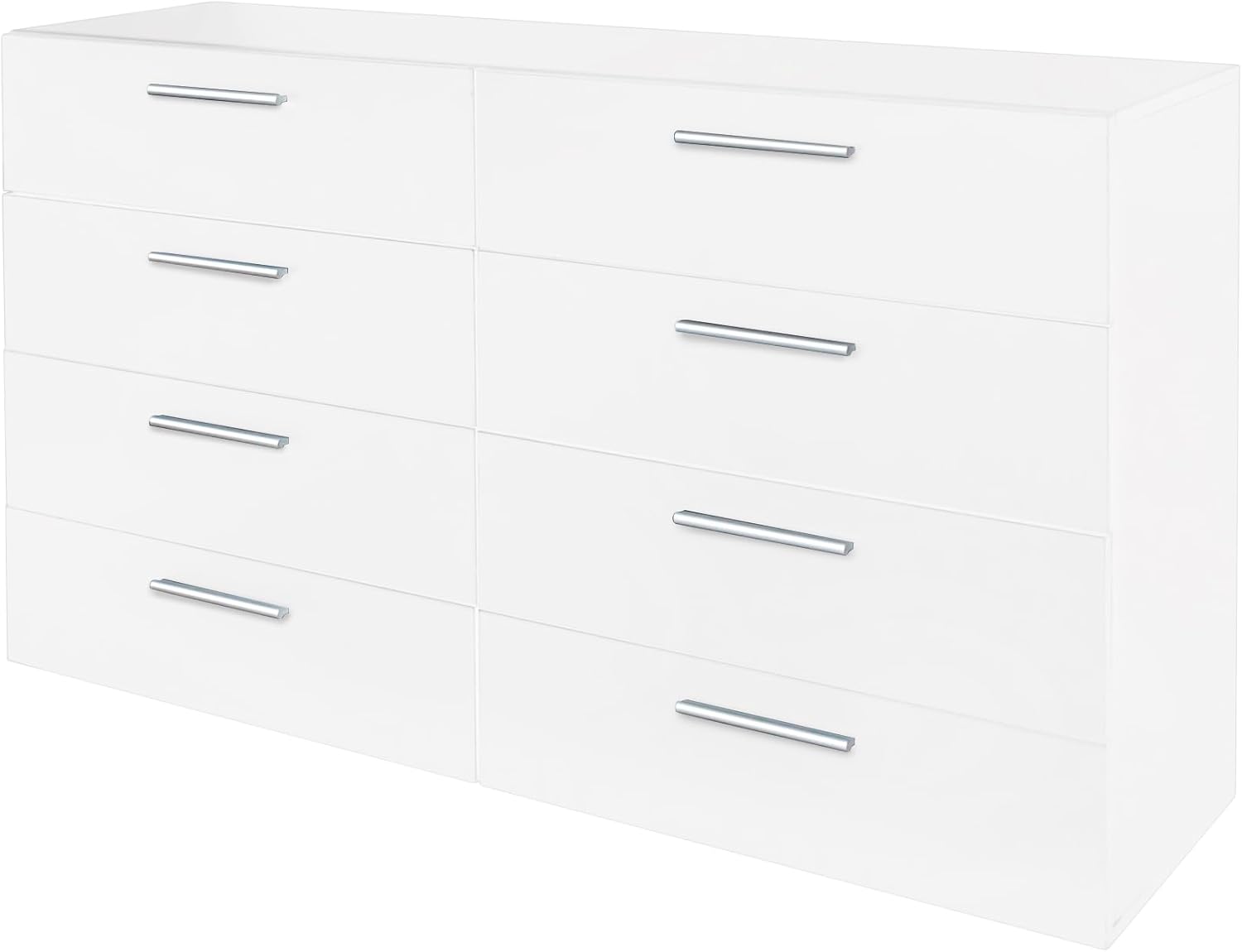 8 Drawer Double Dresser, White Dresser, Modern 8 Chest of Drawers with Deep Drawers, Wide Storage Organizer Cabinet for Living Room Home