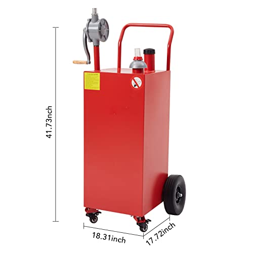 30 Gallon Gas Caddy - Portable Fuel Tank with Pump and Wheels Portable Fuel Storage Tank for Car, Lawnmower, ATV, Boat, Motorcycle