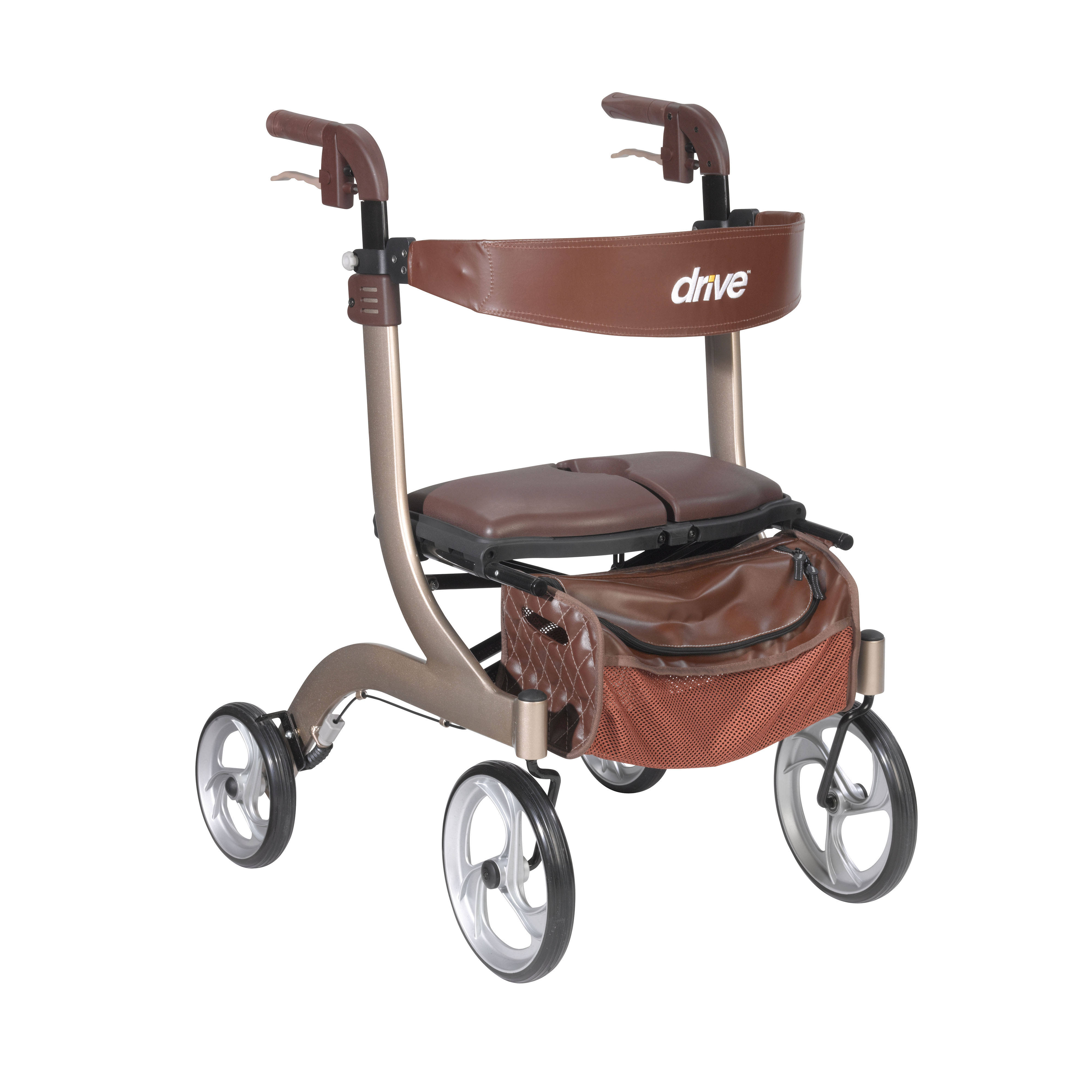 Drive Medical Nitro DLX Euro Style Rollator Rolling Walker, Sleek Blue