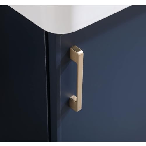 18 Inch Bathroom Vanity with Sink Set, Small Bathroom Vanity with Undermount Vessel Sink Combo, Blue Bath Rv Cabinet, 1 Door 1 Drawer Vanities with Golden Handles