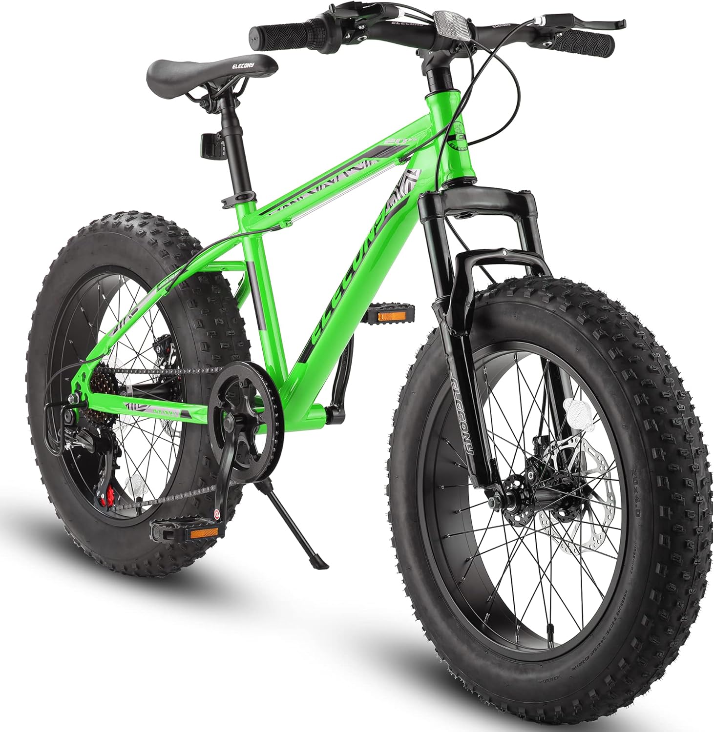 Elecony 26/20 Inch Fat Tire Bike Adult/Younth Full Shimano 21/7 Speed Mountain Bike, Dual Disc Brake, High-Carbon Steel Frame, Front Suspension, Mountain Trail Bike, Urban Commuter City Bicycle