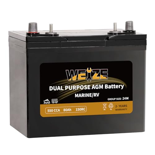 Weize BCI Group 31M Dual Purpose AGM Battery, 200RC 825CCA 12V 105AH Starter & Deep Cycle Sealed Marine & RV Battery