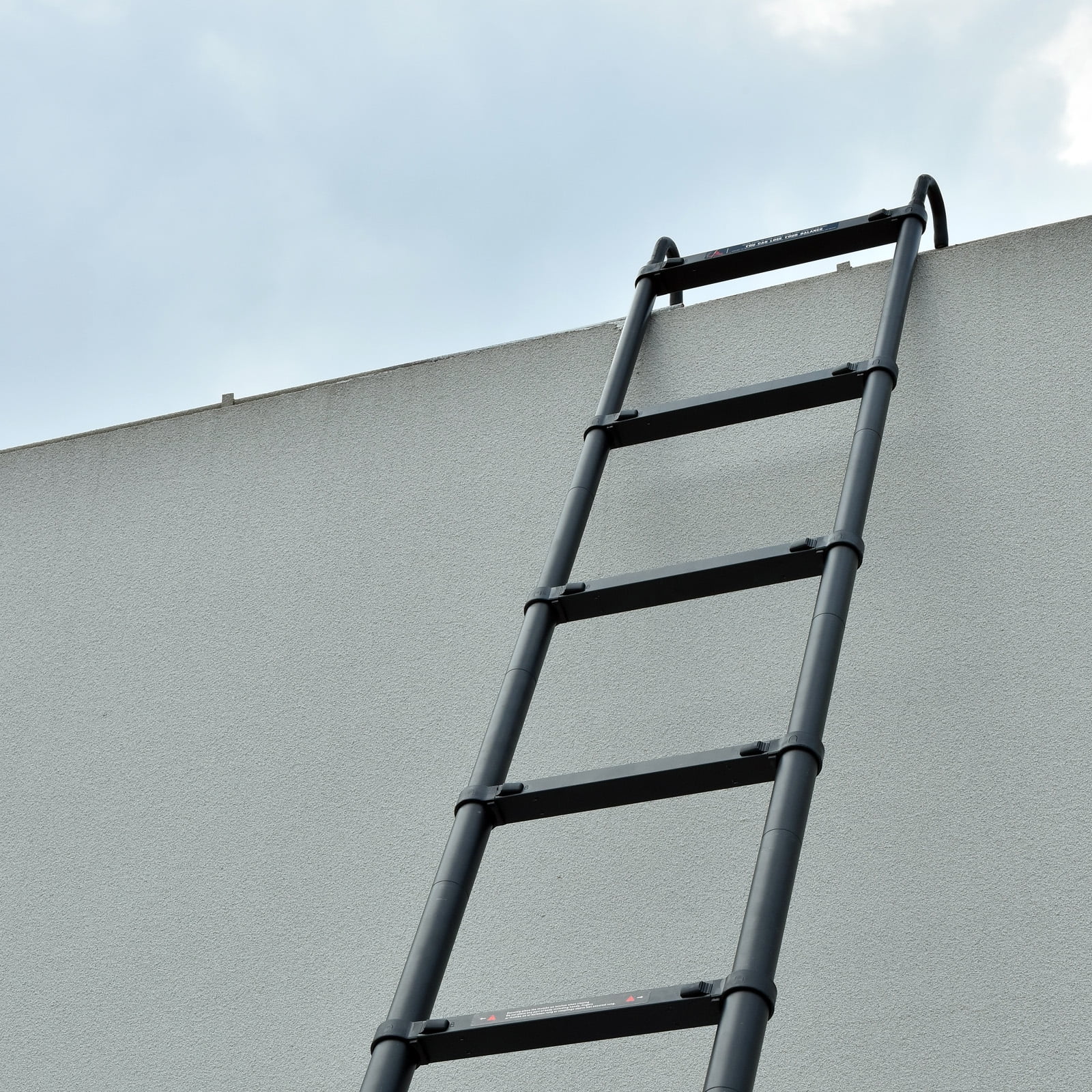 10.5ft Aluminum Extension Ladder Adjustable Height with Detachable Hooks Folding Telescoping Ladder 330LB Max Load Capacity EN131 with Anti-Slip Rubber Feet, Portable Home Office RV Ladder