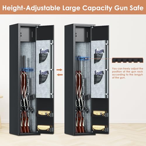 1-3 Gun Safe,Rifle Safe,Gun Safe for Shotguns,Large Gun Safe for Home Rifle and Pistols,Long Gun Cabinets with Digital Keypad/Removable Shelf for Rifles Shotgun-10" x10" x 54"