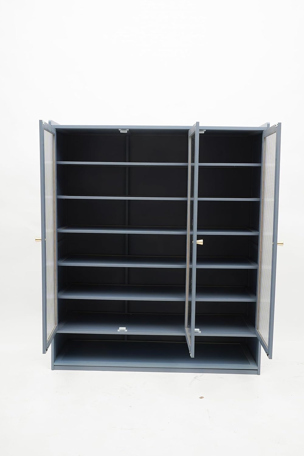 Shoe Cabinet Freestanding Rack Vertical 6-Tier Shoen Shelf Translucent Doors Convenient Handle Large Storage Space Fully Sealed Design For Entryway Closet Corner Doorway（ Haze Blue）For in The Hall