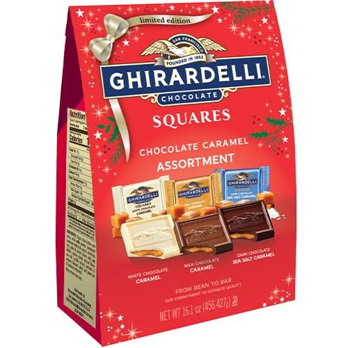 Ghirardelli Assorted Chocolate Caramel Squares Extra Large Bags, Case of 6