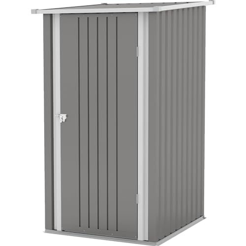 Patiowell 3 x 3 FT Outdoor Storage Shed,Small Garden Tool Storage Shed with Sloping Roof and Single Lockable Door, Outdoor Shed for Backyard Garden Patio Lawn, Grey