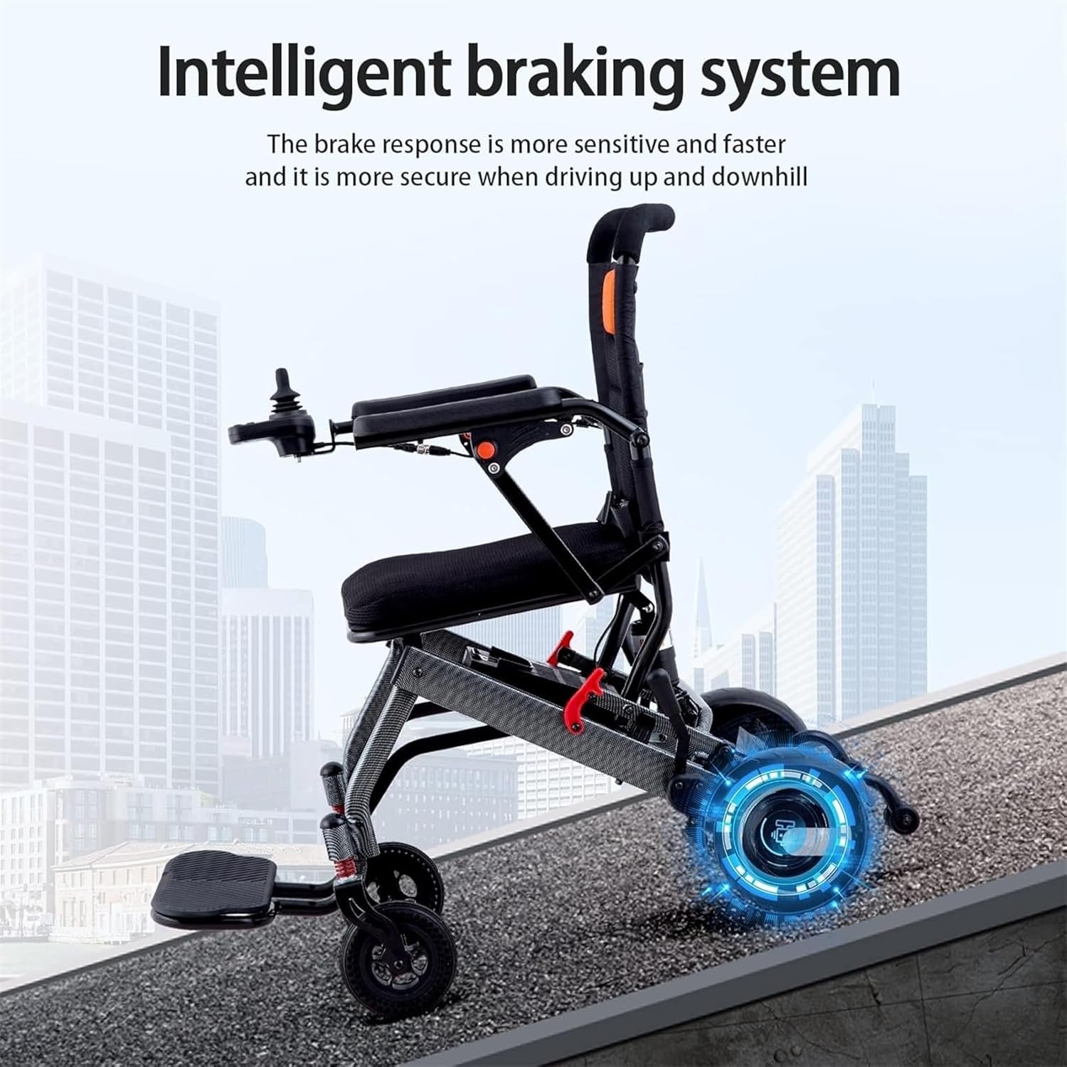 25-Mile Range Electric Wheelchair, Foldable Electric Wheelchair, All Terrain Lightweight Foldable Wheelchairs, Weighs Only 36 Lbs, Intelligent Compact Portable Power Wheelchairs, for Adults, Seniors,