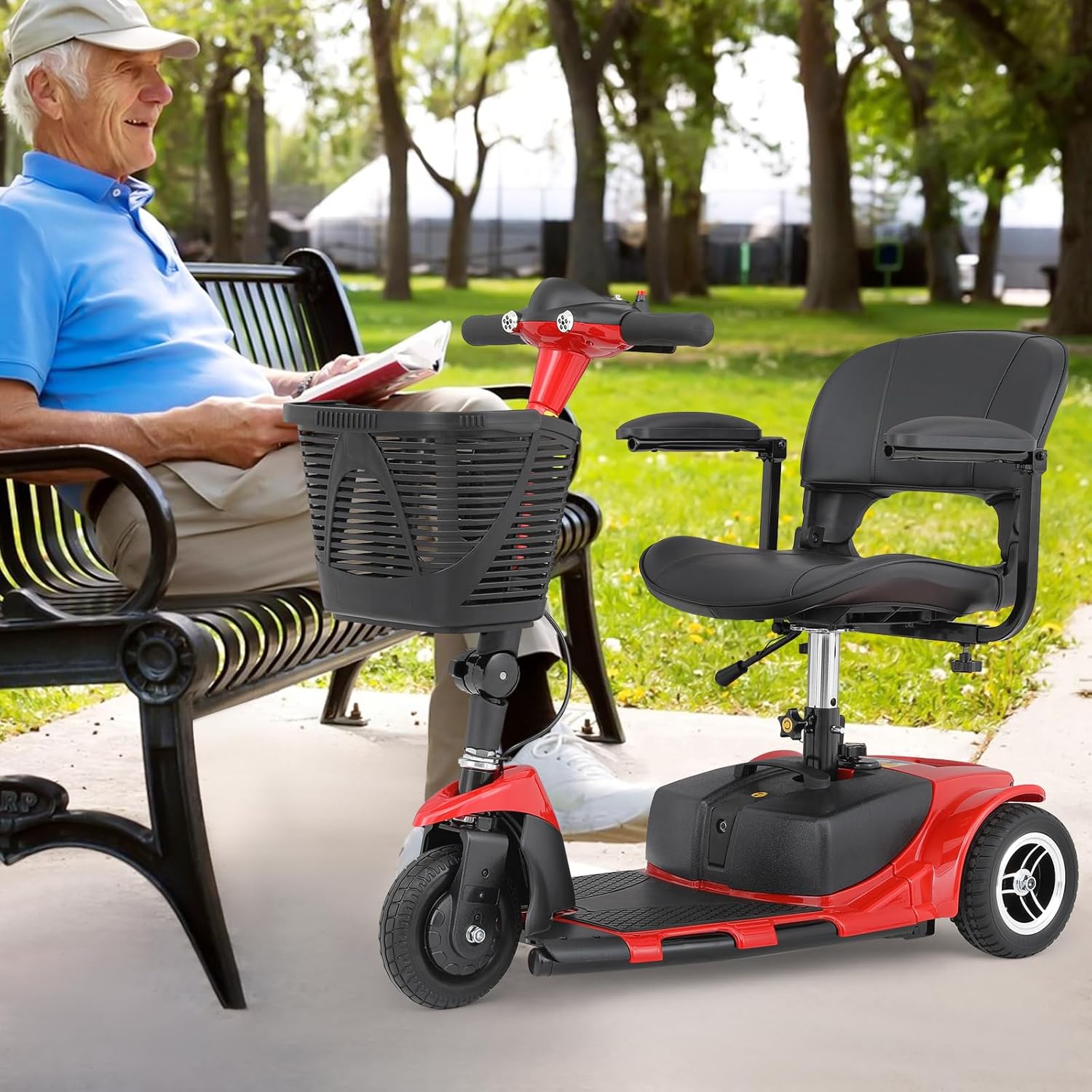 Magshion 3-Wheel Folding Mobility Scooter for Adults Foldable Heavy-Duty All-Terrain Electric Powered Mobility Scooter for Seniors