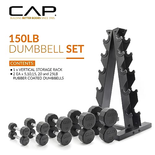 CAP Barbell Dumbbell Set with Rack | Multiple Options in 150lbs and 210lbs