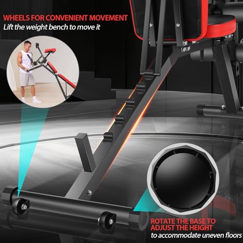 OPPSDECOR Adjustable Weight Bench with Leg Extension, Leg Curl - 800 LBS Heavy Duty Workout Bench for Home Gym - Preacher Curl, Flat, Incline, Decline Sit Up - Full Body Workout