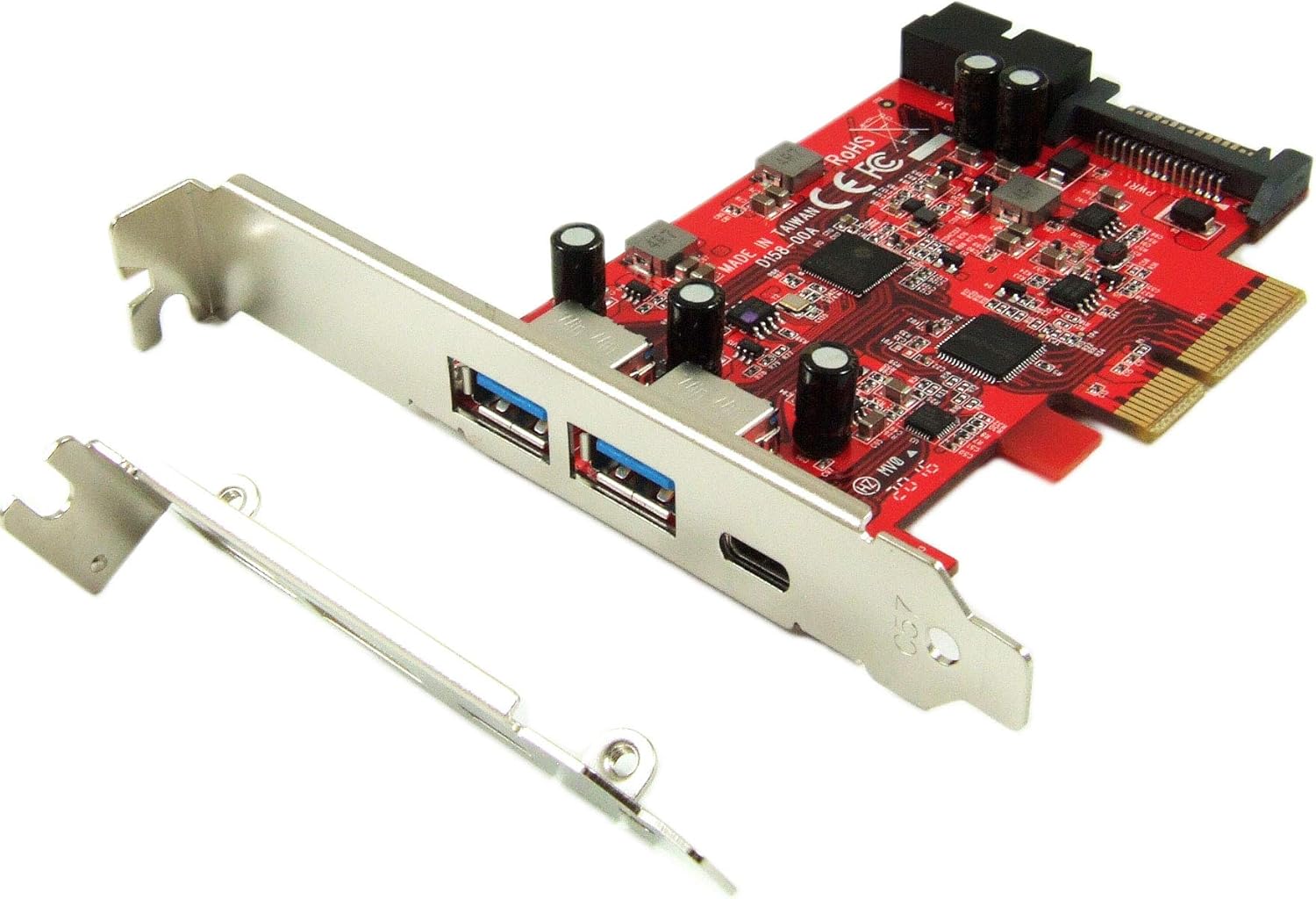 Ableconn PEX-UB158 USB 3.1 5-Port PCIe 3.0 Card (1x USB-C & 2X USB-A & 1x 2-Port Internal USB Header) - USB 3.1 PCIe Gen3 x4 Lane Host Adapter Card (ASMedia ASM3142 Controller)
