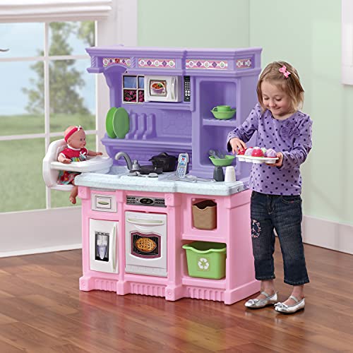Step2 Little Baker's Kitchen, Kids Playhouse with Kitchenette, Interactive Playset with Sounds, for Toddlers 2+ Years Old, 30 Piece Toy Accessories, Pink/Purple