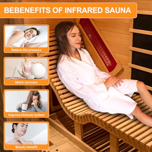 2 Person Portable Infrared Sauna, Oversize Full Body Home Sauna Spa for Relaxation & Detox, Dry Heated Saunas Tent with Remote Control, 2 Foldable Sauna Chairs(L 47.24" x W 35.43" x H 62.99")