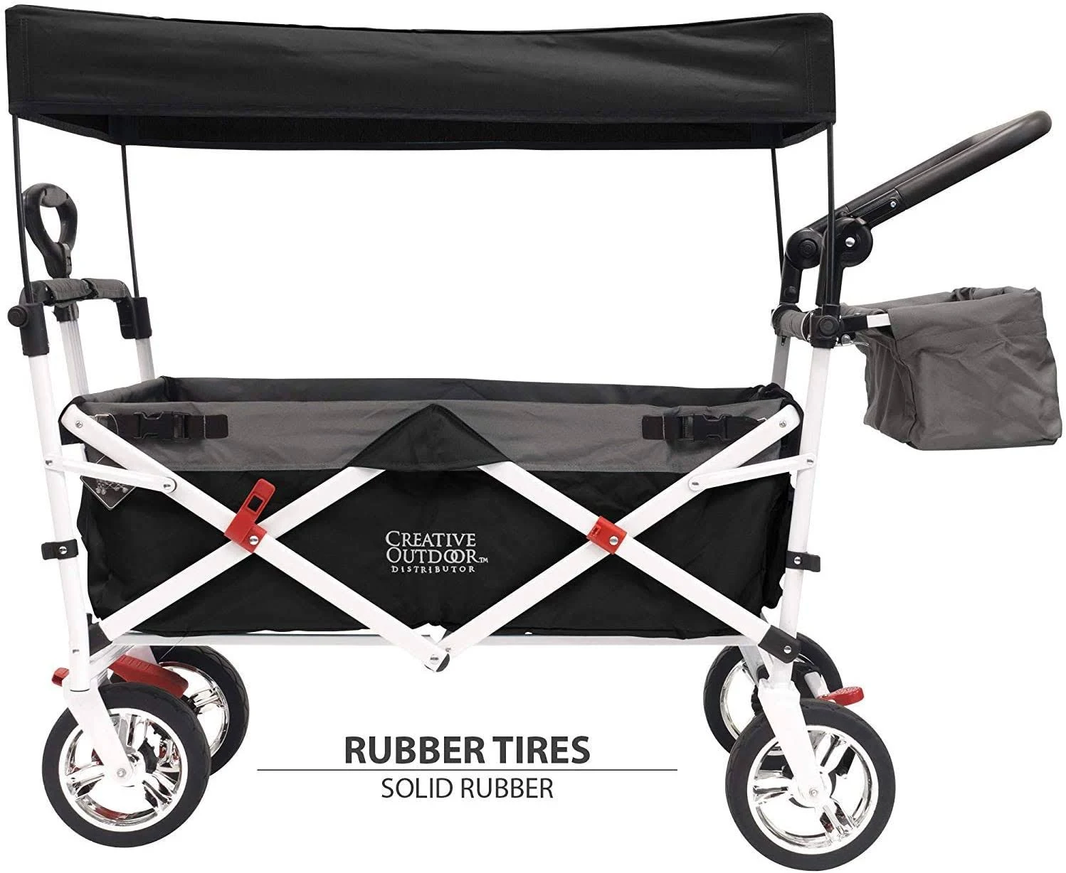 Push Pull Folding Wagon Stroller with Canopy 900580 Black/Gray
