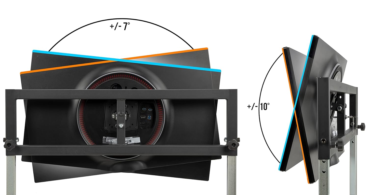 SimFab Triple Monitor Stand for Racing and Flight Simulators Model LD | Up to 100x100mm VESA Mount or M4/M5 Hardware (Triple Monitor Stand, Light Duty Mount Brackets)