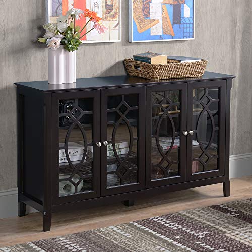 HOMCOM Sideboard Buffet Cabinet, Kitchen Storage Cabinet, Glass Door Accent Cabinet with Adjustable Shelves, White