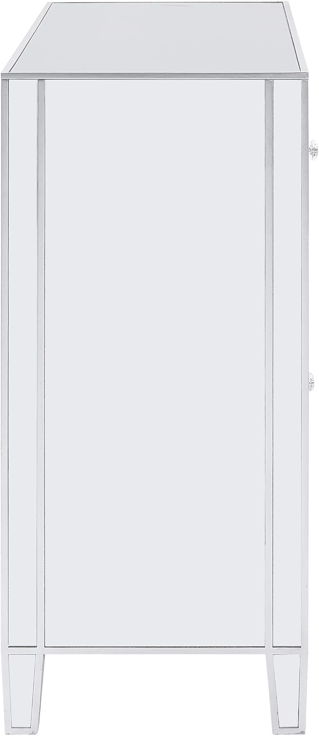 SEI FURNITURE Mirage Cabinet, Mirrored with matte silver trim.