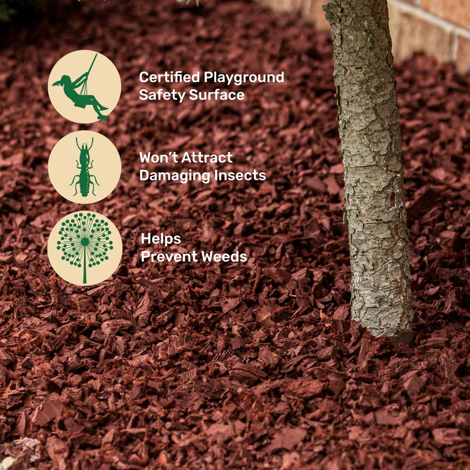 GroundSmart Red Rubber Mulch, 75 cu ft Super Sack