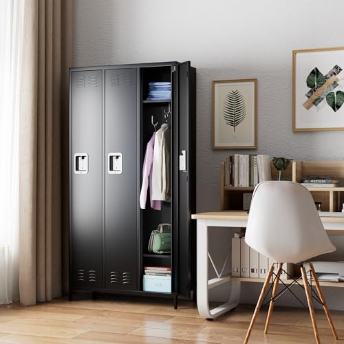 METAN Metal Storage Locker for School Office Gym Bedroom, 12 Doors Locker Cabinet for Employees, Industrial Steel Storage Locker with 12 Hooks, Assembly Required (12 Door-Light Gray)