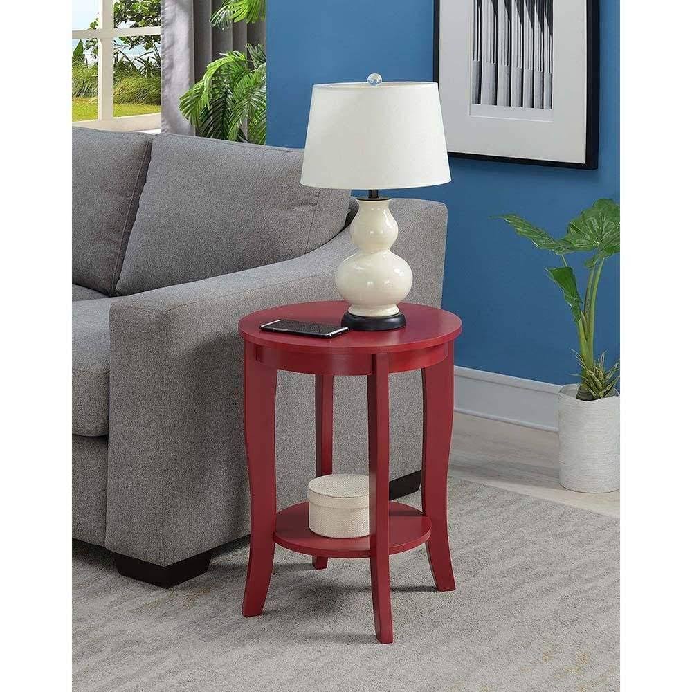 Convenience Concepts American Heritage Cranberry Red Round End Table