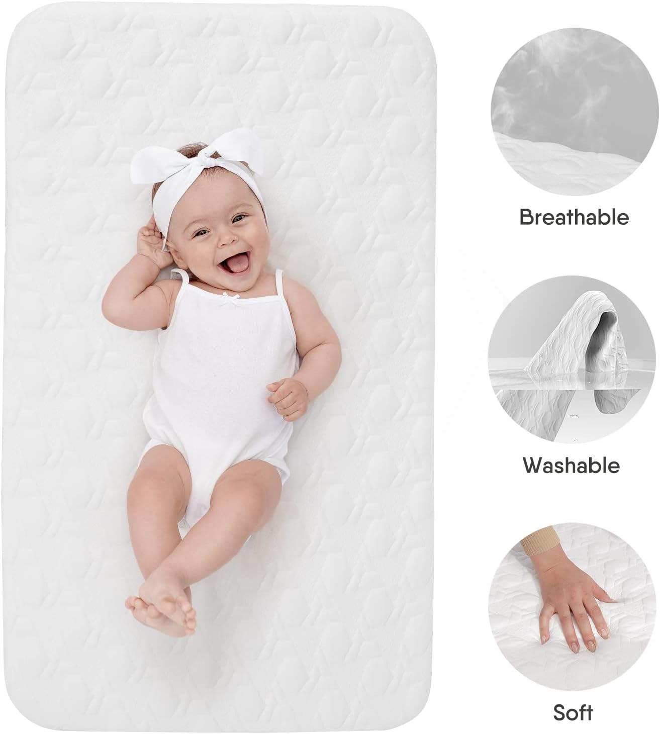 Baby Bassinet Bedside Crib, 3 in 1 Bassinet Bedside Sleeper with Soft Mattress and Breathable Sheet, 6 Height Adjustable Easy Folding Portable Bedside Bassinet for Newborn Infant
