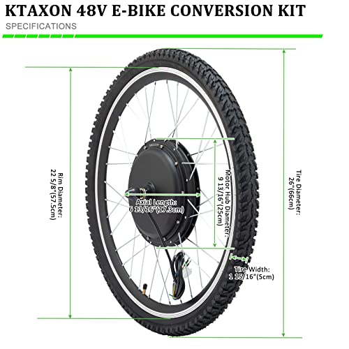 Ktaxon Electric Bike Conversion Kit, 48V 1000W Ebike Conversion Kit, 26" Front/Rear Wheel E-Bike Conversion Kits with PAS, LCD Display, Aluminum Alloy Frame and Gearless Hub Motor