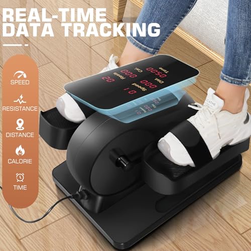 ANCHEER Under Desk Elliptical, Electric Ellipse Leg Exerciser While Sitting for Seniors Adults, Auto/Manual Dual Mode Motorized Foot Pedal Exerciser with Remote Control for Home Office Use
