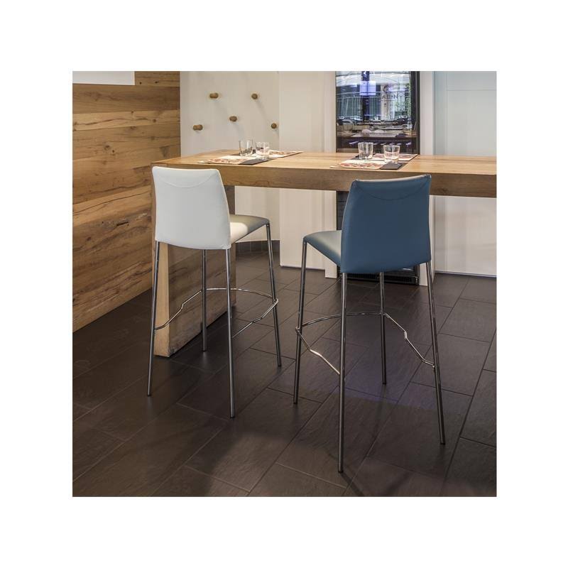 Casabianca Romi Bar Stool White Leather Chrome