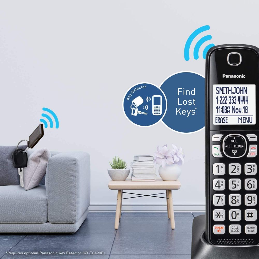 Restored Panasonic KX-TGF544B Cordless Phone With Handset Cordless Phone with Answering Machine - 4 Handsets (Refurbished)