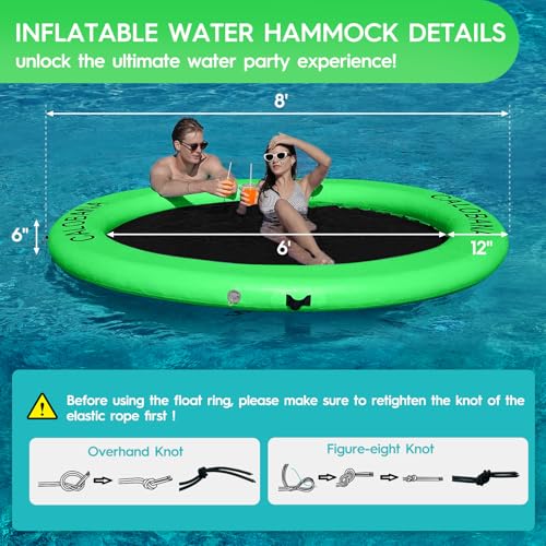 Round Floating Ring Inflatable Water Hammock Heavy Duty River Floats Lake Raft for Adults Tanning Pool Lounger Float Island Platform Pad Mat for Party