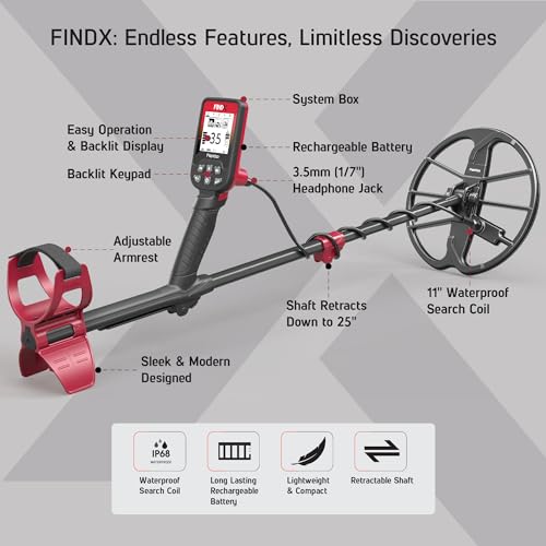 Nokta FINDX PRO Metal Detector for Adults, Professional Fully Waterproof Metal Detector for Gold, Pinpoint, USB Rechargeable, Backlit LCD (Complete Kit with Headphones, Carrying Bag, Premium Digger)