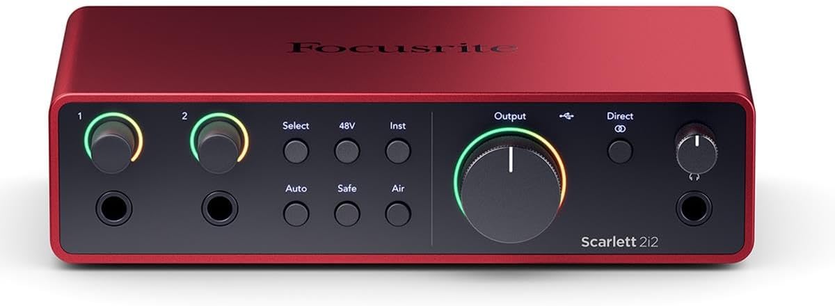 Focusrite Scarlett 2i2 4th Gen 2x2 USB Audio Interface Bundle with Headphones and 2 XLR Cables, For PC & MAC, Great for Music Recording and Podcast (4 Items)